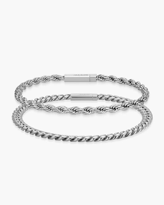Women's Cuban + Rope Bracelet Stack