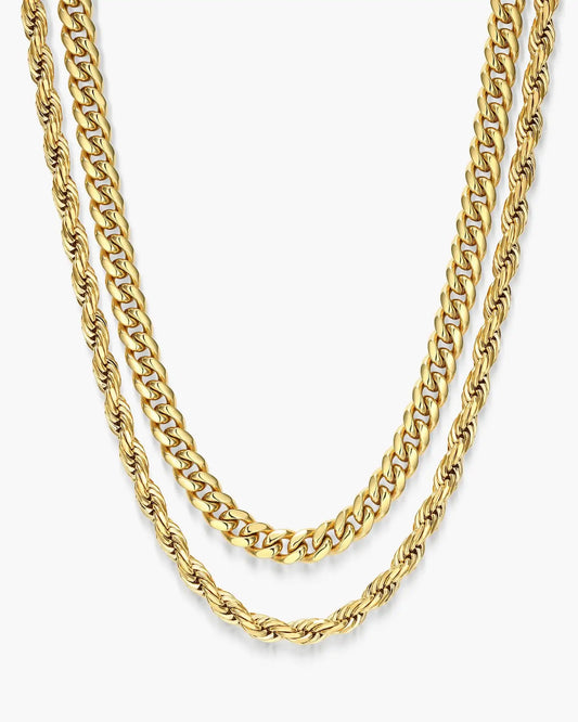 Youth Cuban + Rope Chain Stack