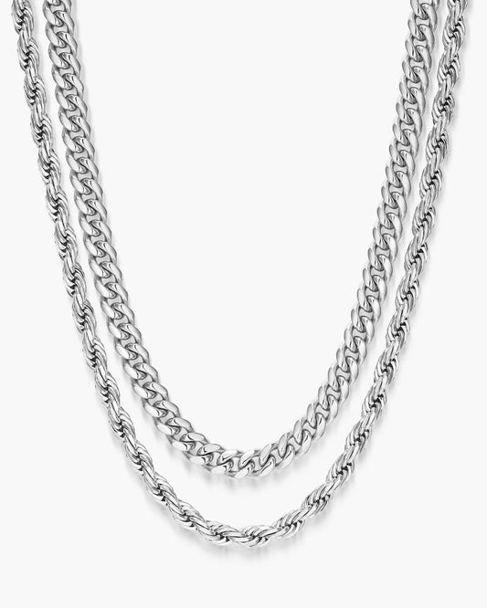 Youth Cuban + Rope Chain Stack