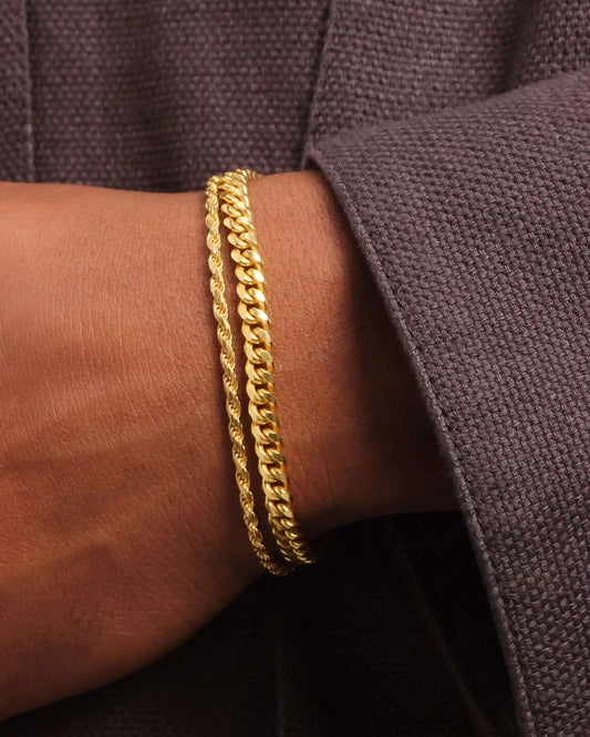 Cuban + Rope Bracelet Stack
