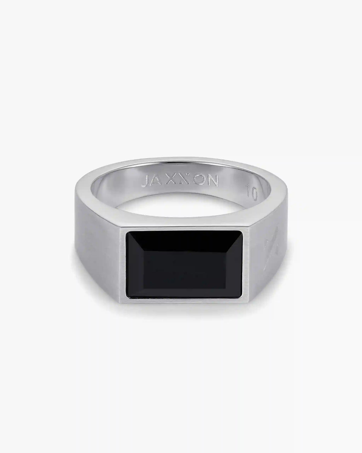 Beveled Onyx Signet Ring Silver