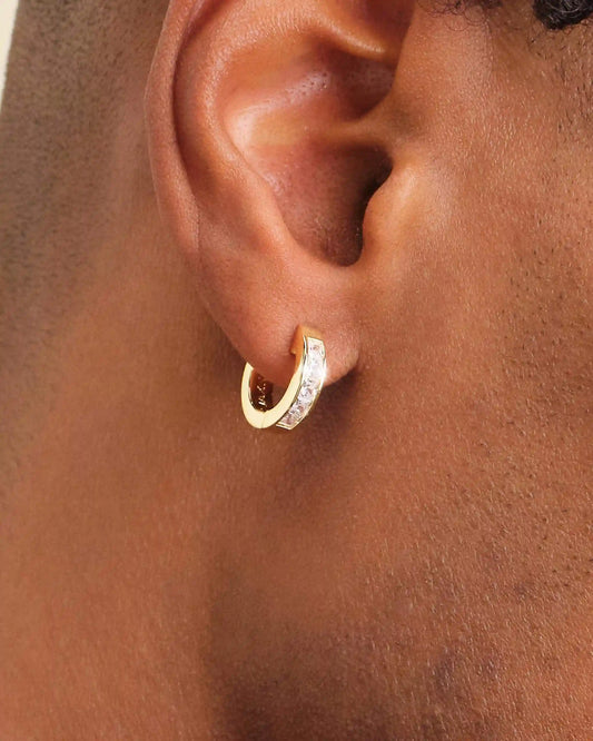 Emerald Cut Inset Hoop Earrings