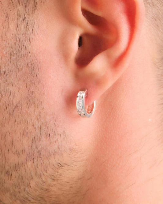 Emerald Cut Inset Hoop Earrings