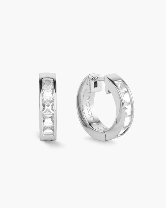 Emerald Cut Inset Hoop Earrings