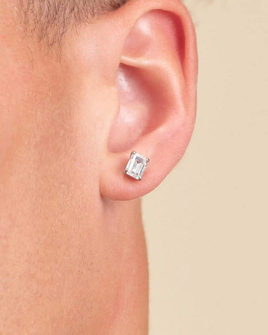 Emerald Cut Stud Earrings 5mm x 7mm
