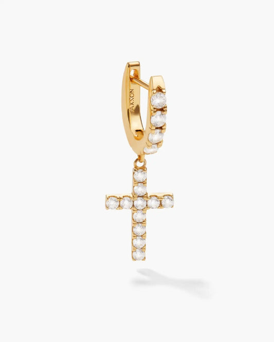 Hanging Studded Cross Earring