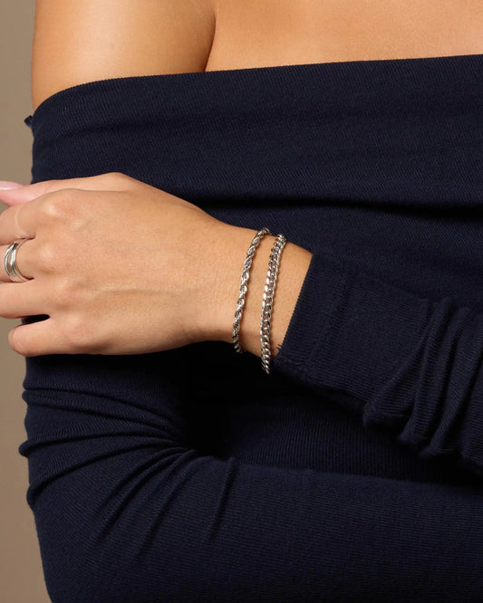 Women's Cuban + Rope Bracelet Stack