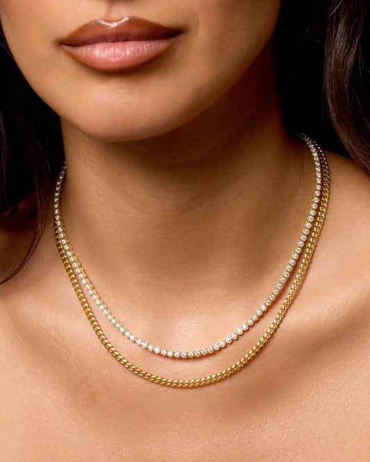 Women's Cuban + Tennis Chain Stack 3mm + 3mm