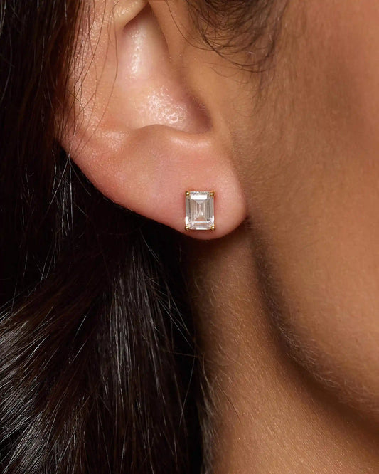 Women's Emerald Cut Stud Earrings 5mm x 7mm