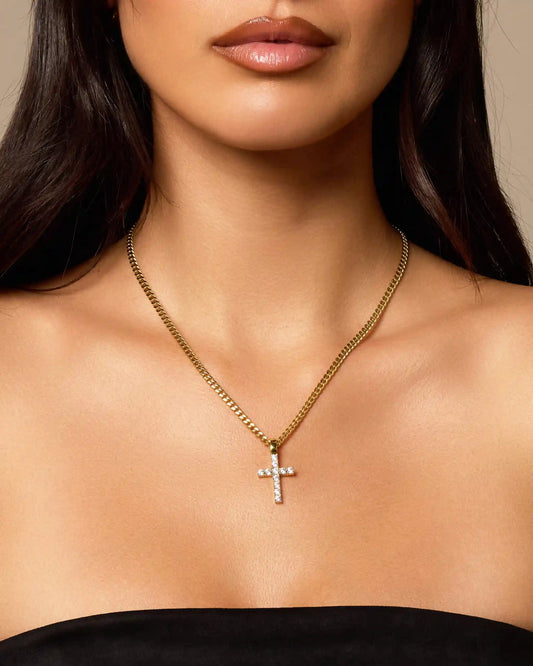 Women's Micro Studded Cross Pendant
