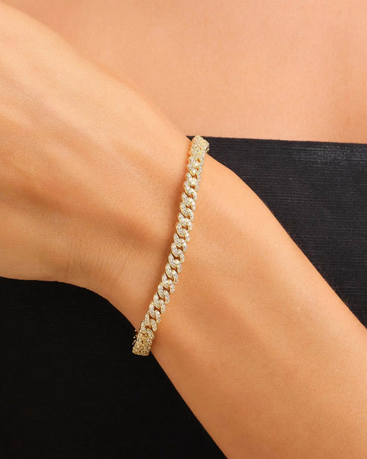 Women's Iced Out Cuban Link Bracelet 5mm