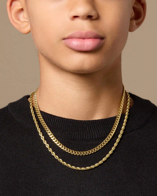 Youth Cuban + Rope Chain Stack
