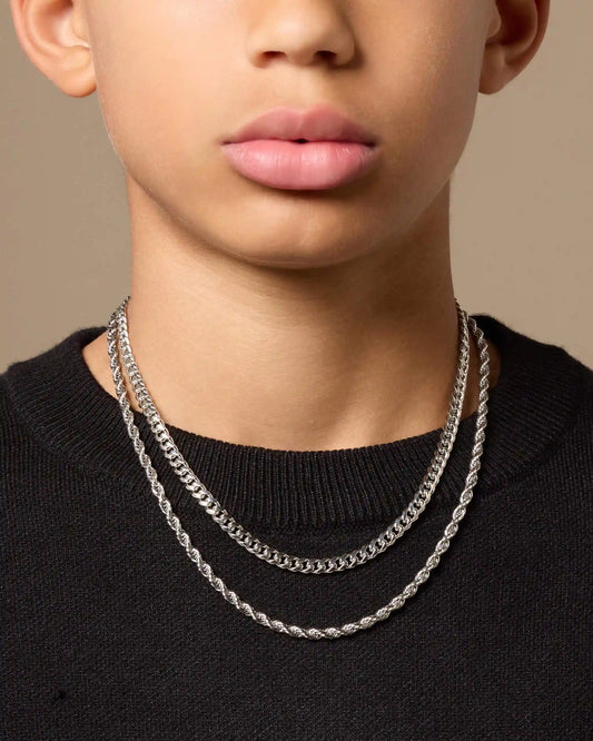 Youth Cuban + Rope Chain Stack