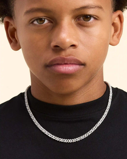Youth Iced Out Cuban Link Chain 5mm